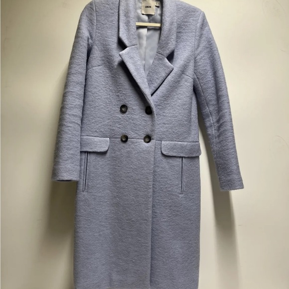 asos woll blue doubble breasred coat size 2. - Picture 6 of 6